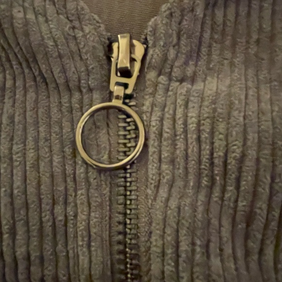 Hem & Thread  size L Super cute zip up jumper dress gray corduroy gently used - Picture 3 of 6